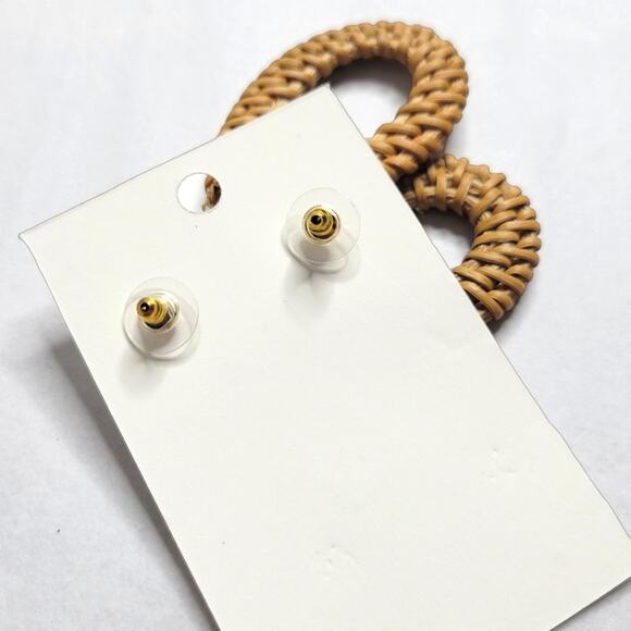 Rattan Teardrop Earrings Lightweight Boho Woven Earrings - Picture 4 of 6